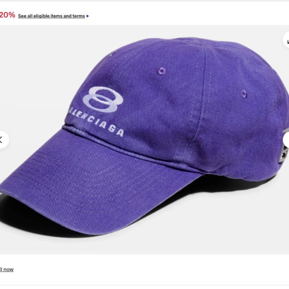 Balenciaga Unisex Unity Snowboard Logo Baseball Cap in Ultraviolet/White sz L - Picture 3 of 4